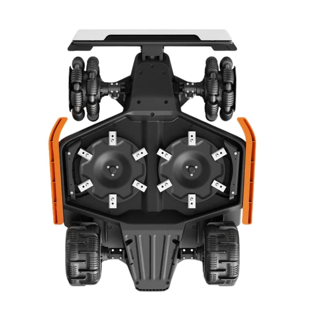 Robot tondeuse Mammotion LUBA 2X AWD vue détaillée des capteurs et caméras