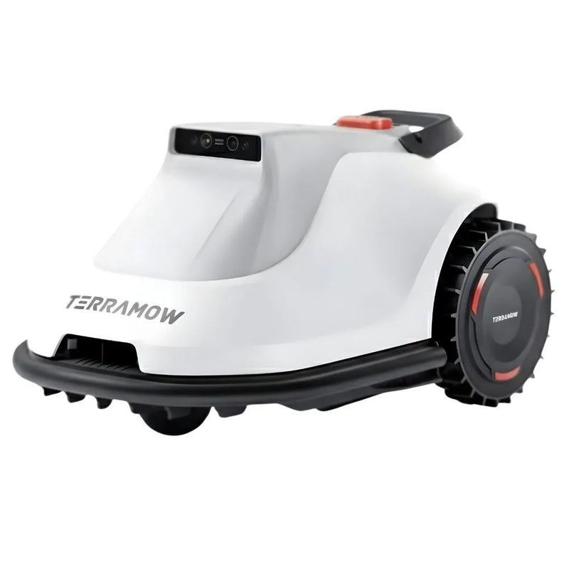 Robot tondeuse sans fil TerraMow S vue de face avec système de navigation TerraVision
