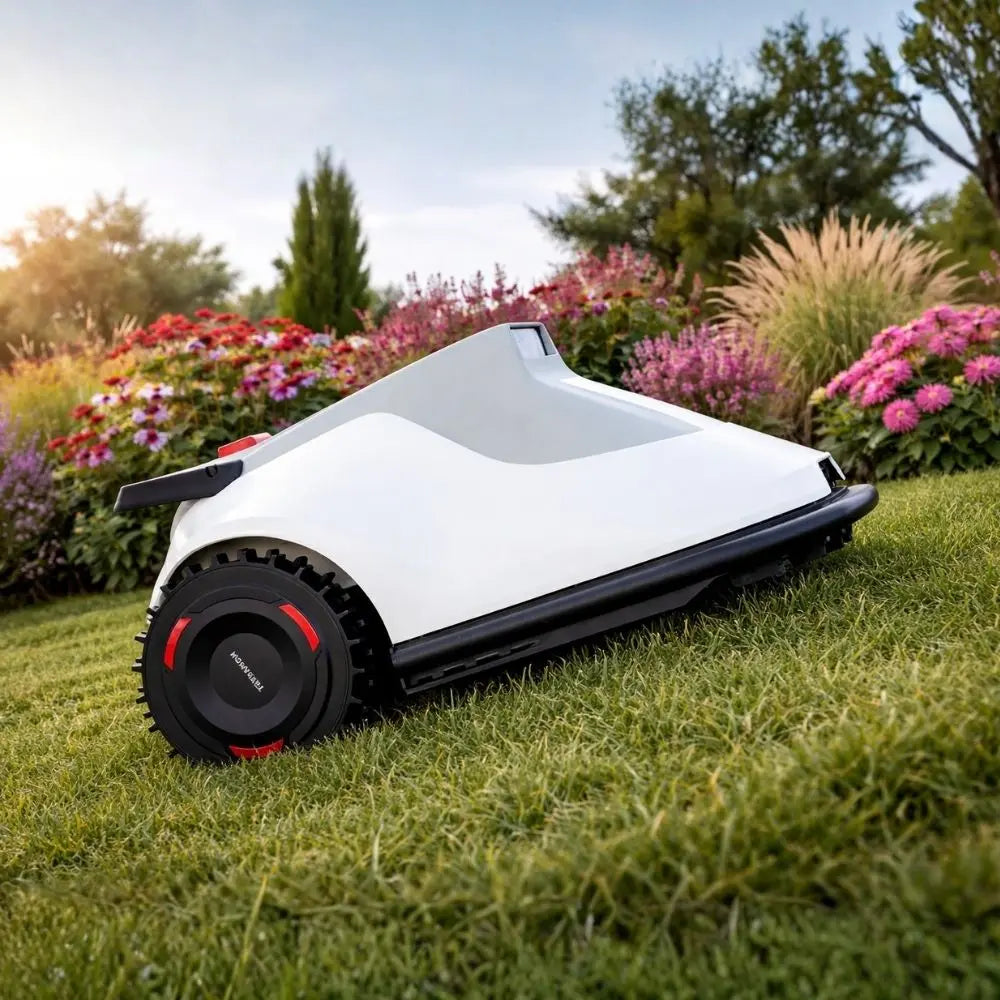 Robot tondeuse TerraMow S franchissant une pente de 15 degrés